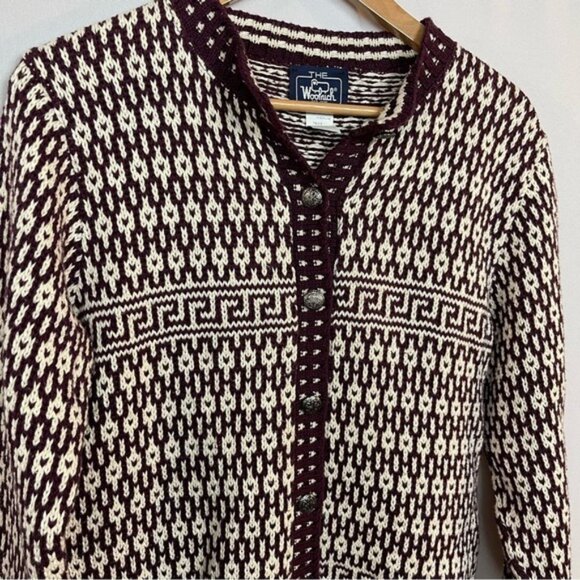 Woolrich Vintage Women Cardigan Burgundy/White size M - Picture 4 of 9